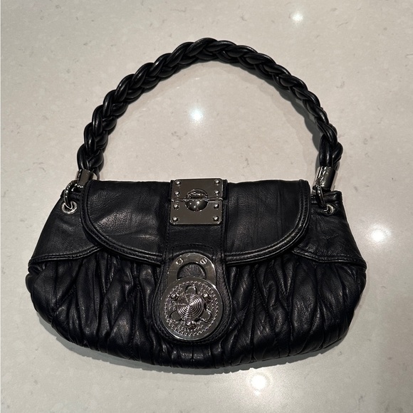 Steven by Steve Madden - black leather shoulder purse - Picture 1 of 8